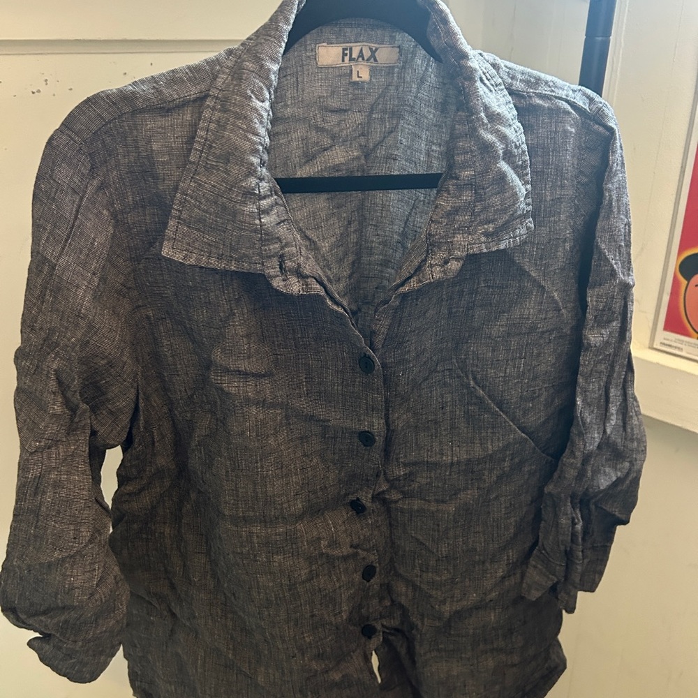 FLAX Women's Charcoal Button-Up